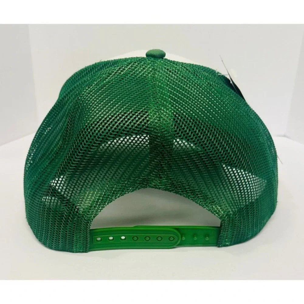 John Deere Embroidered Logo White & Green Trucker Snapback Mens Hat One Size NWT